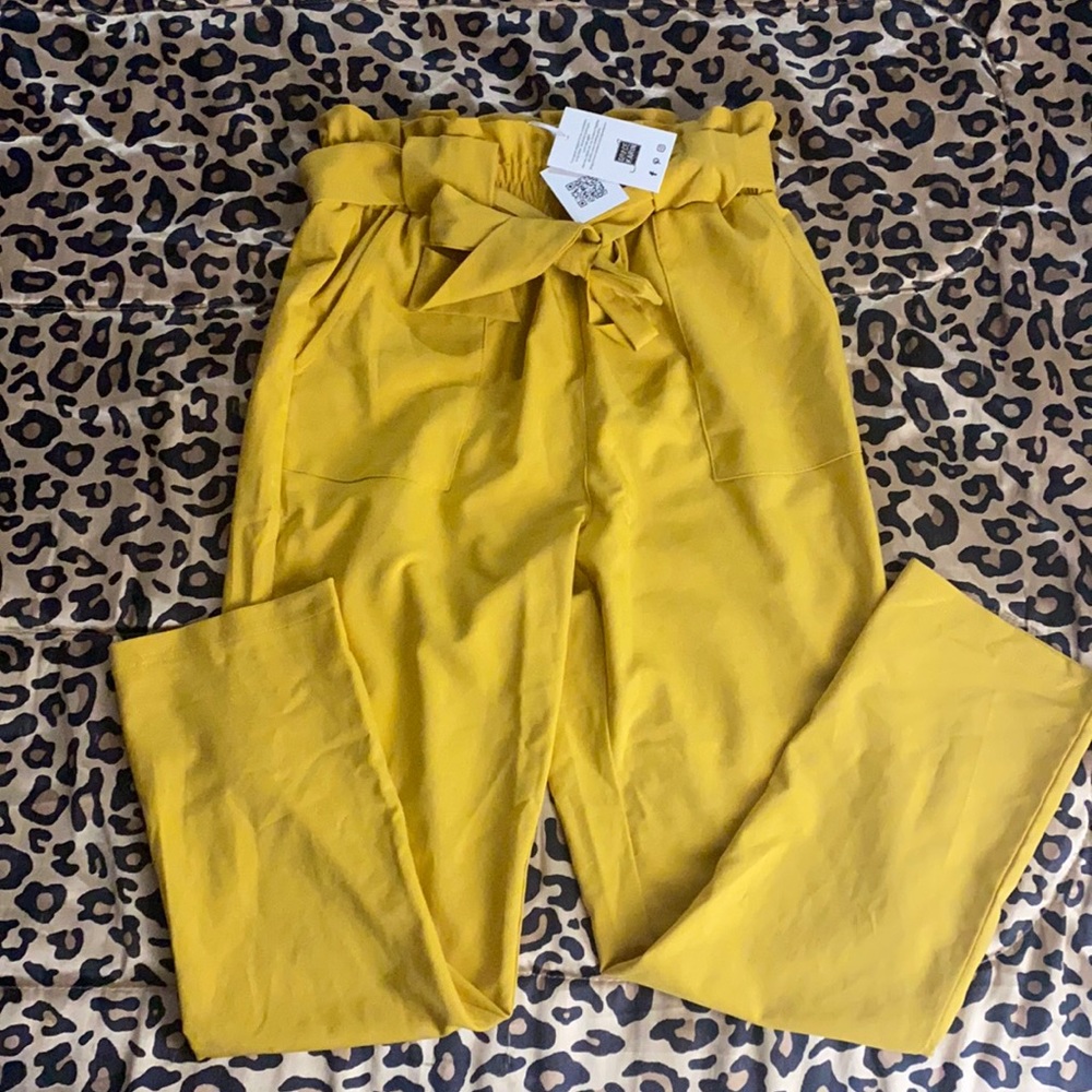WOMENS yellow tie dress pants